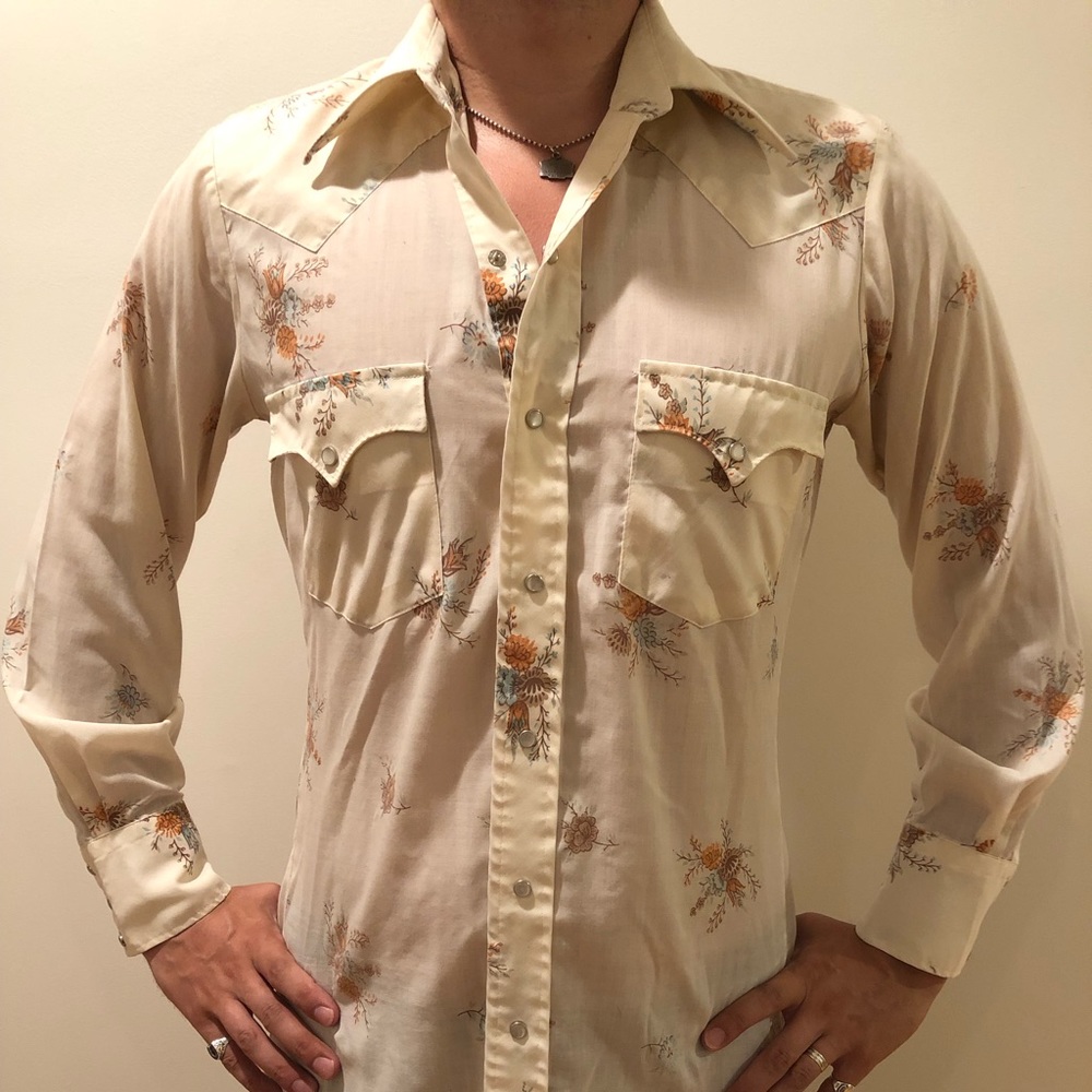 Vintage Floral Western Pearl Snap Shirt Medium